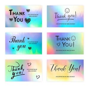 Holographic Thank You Cards - Iridescent Multi-Color - 40 PCS. NEW